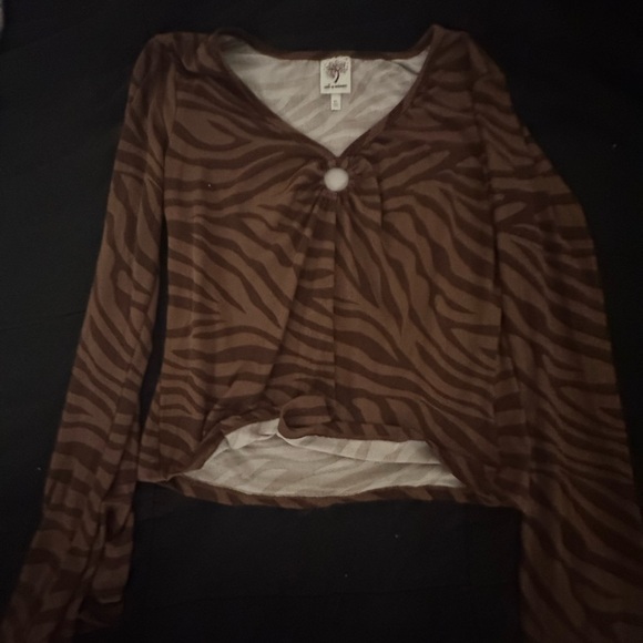 Self Esteem Tops - Brown Zebra Print Long Sleeve Top